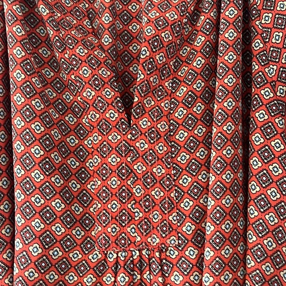 BANANA REPUBLIC Long Sleeve Belted Mini Dress Printed Rust Orange 14P - Picture 8 of 16